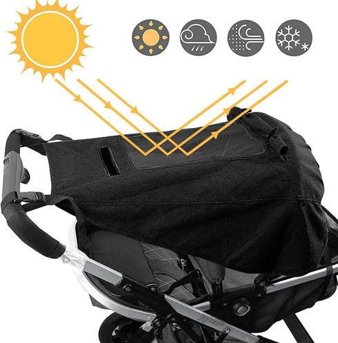 Stroller Sun Shade - UPF 50+ UV Protection Stroller Shade with See Through, Universal Stroller Cover for Sun Waterproof Stroller Shade Extender, Breathable Baby Stroller Sun Protection Accessories