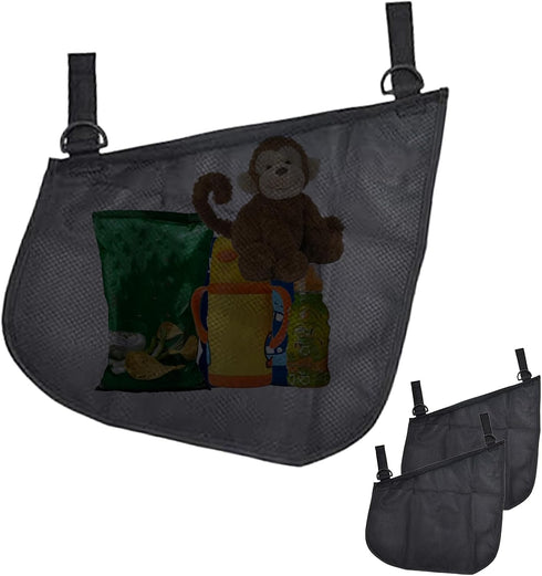 2 Pack Universal Side Sling Stroller Mesh Cargo Net and Organizer for Extra Storage Space