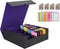 Venssu Card Storage Box for Trading Cards, 3000+ MTG Deck Box with 24 Colorful Divider Tabs (Black and Purple)