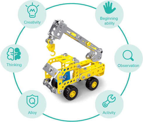 7 in 1 STEM Toys - Erector Set for Boys Age 8-12, Learning Engineering Kids Building Blocks Model Kits, Metal