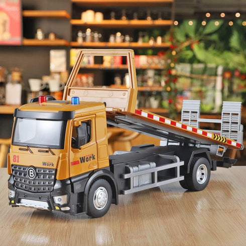 3+ Tow Truck Toys for Boys Metal Diecast Tow Trucks Model,Construction Truck Car with Simulated Sounds and Lights,Flat