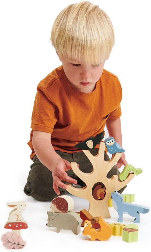 Tender Leaf Toys Stacking Forest - Wooden Animal Balancing Game for Children, Manual Dexterity for Ages 18 Months+