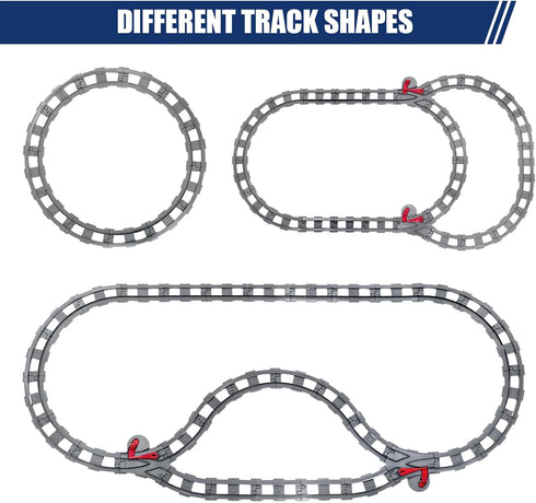 37 Set 20 10 2 Pieces Train Tracks - Compatible with All Major Brands, Classic Railway Track with Curved, Straight