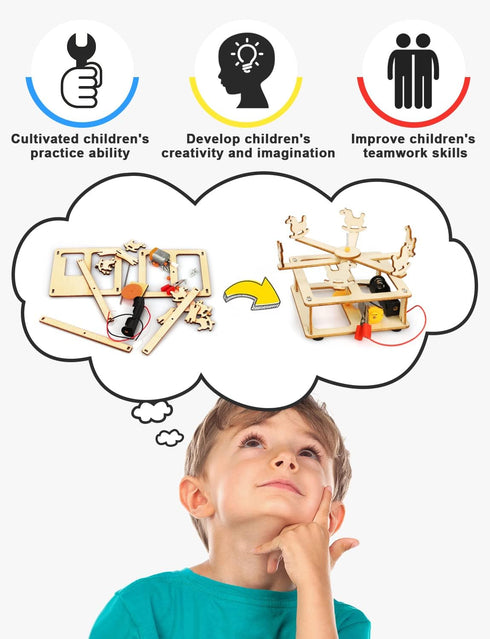 Poraxy 4 in 1 STEM Kits for Kids Age 8-10, Science Projects, 3D Puzzles, Educational Craft Building Toys