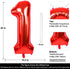 40 Inch Large Red Number 1 Balloon, Jumbo Digit Mylar Foil Helium Balloons for Birthday Party Celebration Decorations