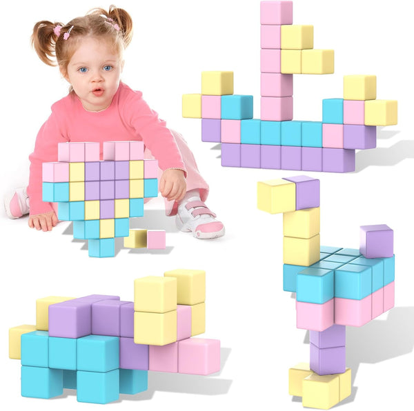 Magnetic Building Blocks Toys for Toddlers - Macaron Sensory Toys for Age 2-8, Preschool Learning Activities