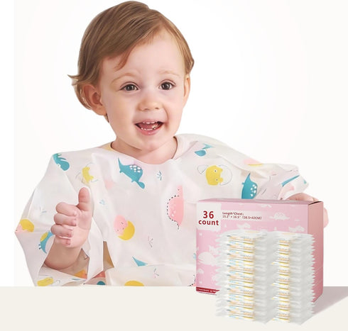 SauGonb Disposable Baby Bibs for Baby Boys and Girls - Long Sleeve Bib