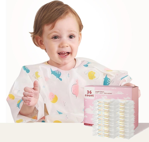 SauGonb Disposable Baby Bibs for Baby Boys and Girls - Long Sleeve Bib