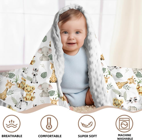 FIGEPO 1) Safari Jungle Animals Baby Blanket Gender Neutral Blankets for Newborn Baby Girls or Boys Nursery Toddler