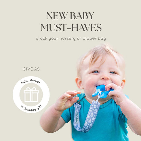 Set 6 Set, Dodo Babies Pacifier Clip & Teether Toy - Universal Pacifier Holder Loop - Silicone Teethers for Baby