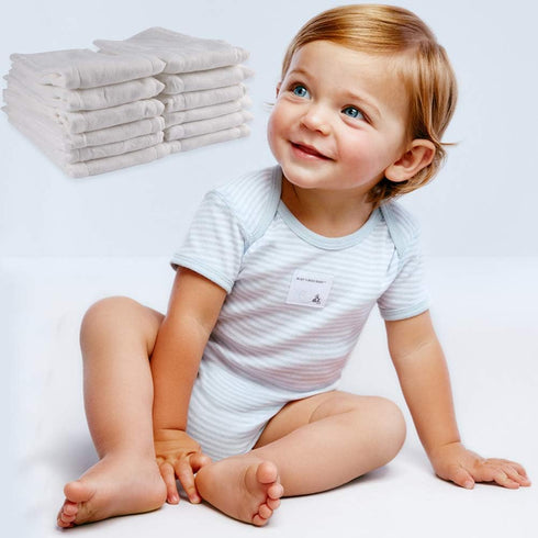 3 (10-35 lbs) Count(12) Prefold Cloth Diapers, Fasoar Ply Baby Washable Cotton Diapers Covers for Babies to Toddlers