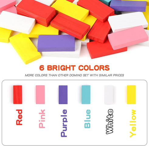 600 Set 6 11 1 Wondertoys PCS Dominoes for Kids Wooden Building Blocks Colors Bulk Dominoes Racing Tile Games