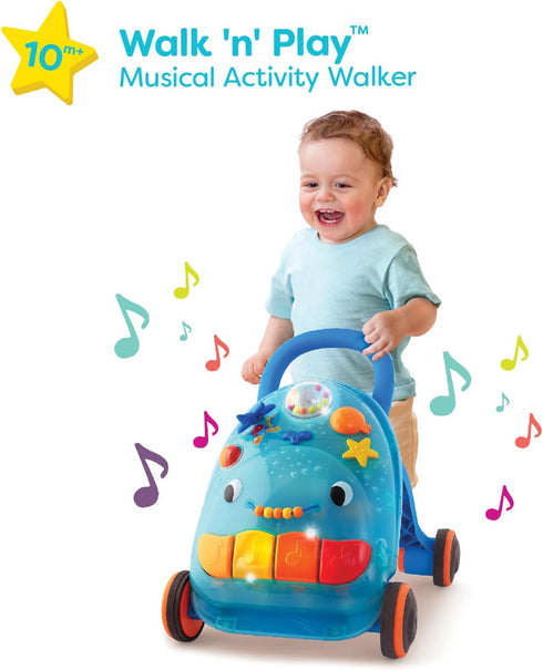 B. toys 10+ Walk 'n' Play Ride On Musical Activity Walker Whale Walker for Active Play Songs, Sounds & Lights