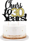 LVEUD Black Font Golden Numbers Cheers to 30 Years - Happy Birthday Cake Topper for Wedding, Anniversary, Birthday Party