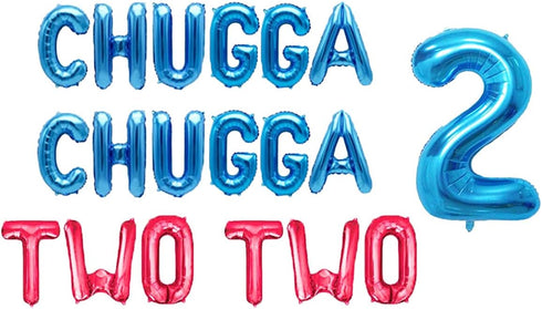BEOXAGAR Chugga Chugga Two Two Train Themed 2nd Birthday Balloons - Train Birthday