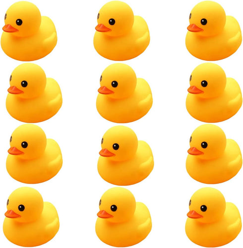 Preschool Bath Toys - Rubber Floating Squeaky Baby Wash Shower Toy for Toddlers, 12 Pcs (Yellow Duck)