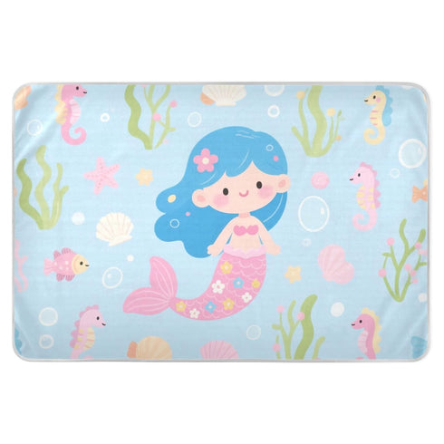 siphylline Cute Cartoon Blue Mermaid Extra Large Resuable Changing Pad Covers Water Resistant