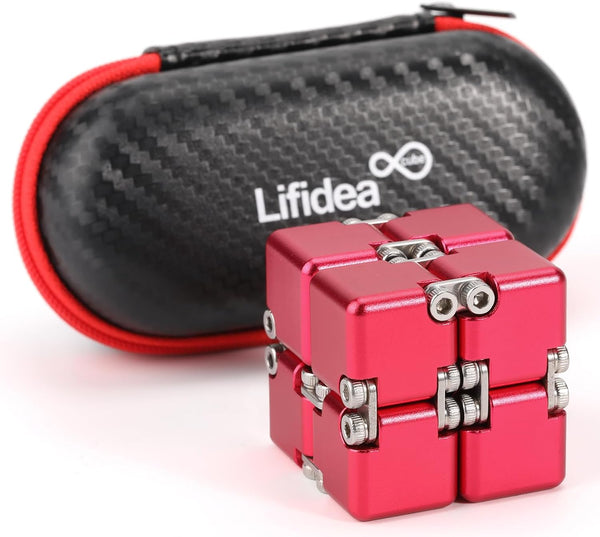Aluminum Alloy Metal Infinity Cube Fidget Toy, 6 Colors, Handheld Desk Toy with Cool Case for Stress Relief