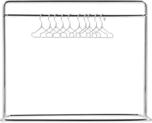 NUOBESTY Doll Dress Rack, Miniature Clothing Display Rack for Doll House Decoration Accessories - Silver
