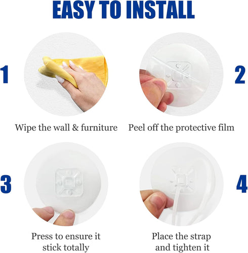 15 Pair Furniture Anchors for Baby Proofing, No Drill Upgraded Self-Adhesive Secure 168 Pound Anti Tip Straps