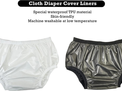 LFDAVP 2Pcs Leakproof Cloth Diaper Covers for Adult, Incontinence Protective Briefs Underwear, Reusable Plastic Pants
