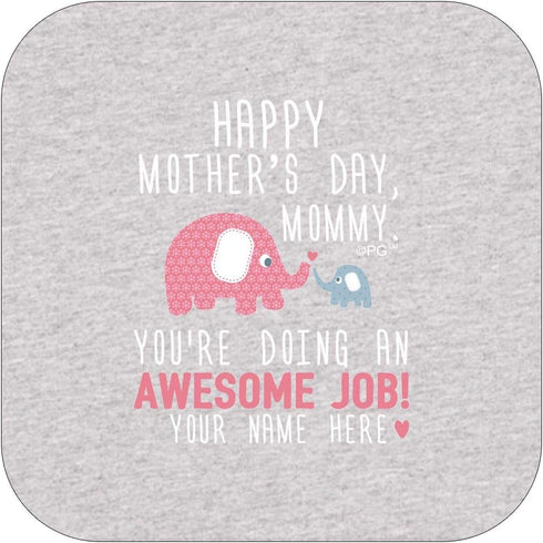 Personalized Gifts Set Personalized Happy Mother's Day Baby Bodysuit & Bib - Blue Elephant