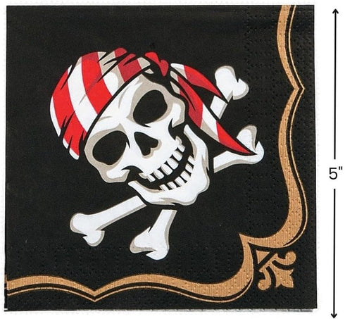 Fun Express Pirate Beverage Napkins (16pc), Birthday Party Supplies, Print Tableware
