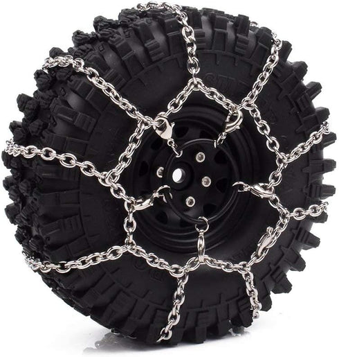 2Pcs Metal Snow Anti-Slip Tires, Steel Chain for 1/10 RC Rock Crawler TRX-4 TRX4 Axial SCX10