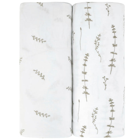 Pack Set Changing Pad Cover and n Play Sheet Bundle (Forest Grey Leaf Collection)