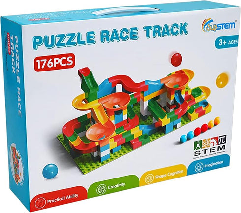 Marble Run Race Track, 176 Pcs for Kids 4-8, Classic Building Blocks, STEM Learning Toys for Boys Girls 3-8+