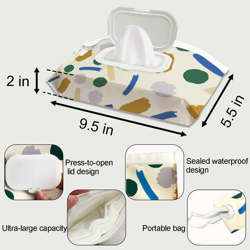 lethooly 2 pack Baby wipes dispenserbaby wipe holder for travelneutral wipes container reusable wet wipes pouch