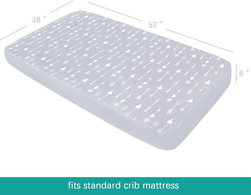 4 Pack Crib Sheets for Boys and Girls Fitted - Breathable, Soft Microfiber Baby Sheets in Grey, Navy and White