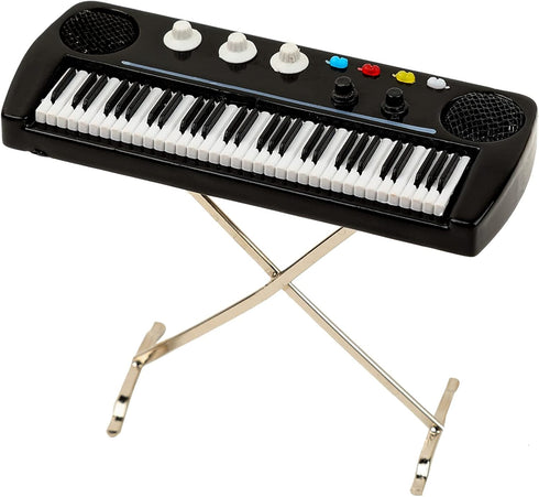 Miniature Electronic Organ with Case, Dollhouse Model Musical Instrument, Mini Electronic Keyboard Christmas Ornament