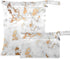 visesunny White Marble with Gold Texture Modern 2Pcs Wet Bag with Zippered Pockets