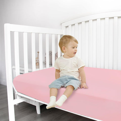 Magik & Kover 2 Pack 52" 28", Stretchy Crib Sheets for Girls, Fitted Crib Sheets for Standard Crib and Toddler Mattress