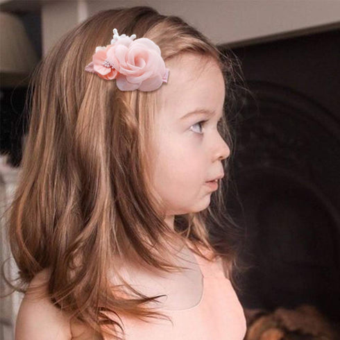 Flower Hair Clips Set for Baby Girl, Lightweight Floral Hair Bow Accessories, 3pcs for Toddler Gifts