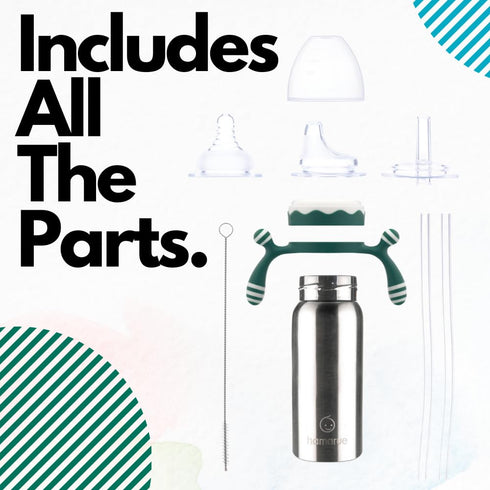 3-in-1 6 oz) Deluxe Stainless Steel Sippy Cup for Babies and Toddlers | Non-Toxic Plastic Free Liquid Transfer | Straw