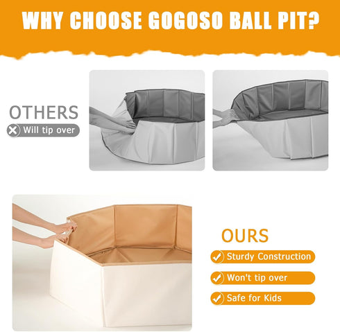 GOGOSO Large Pink Ball Pit for Toddlers, Sturdy Play Ball Pool with Basketball Hoop for Kids, Dogs, and Cats (Balls Not