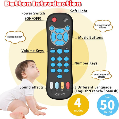 Baby Remote Control Toy for 1 Year Old Boys Girls Gifts Realistic Toddler TV Remote Toy with Music and Light Early Education Learning Toy Remote Kid Infant Baby Toys for 6 to 12 Months 12 to 18 Months