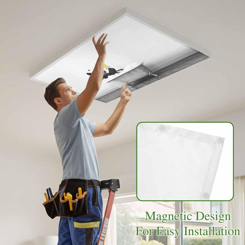 Yomandocix 4x2 feet,4 Pack Funny Panda Fluorescent Light Covers for Ceiling Lights Magnetic Light Filters
