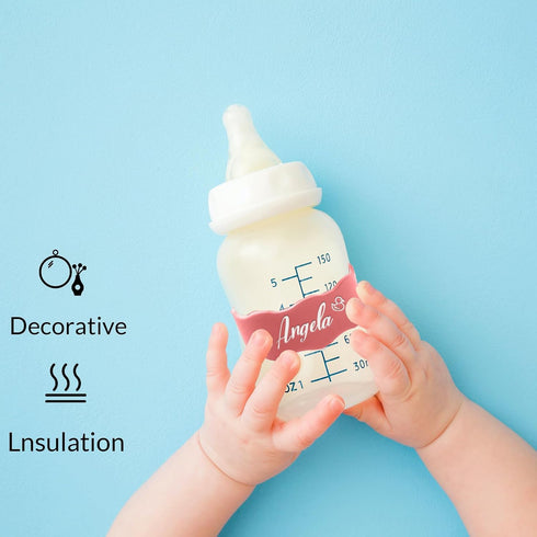 FCQIANKM Personalized Water Bottle Name Bands Custom Baby Bottle Labels for Daycare School Resilient Silicone Engraved