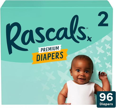 Generic Rascals~Premium Absorbent Baby Diapers Size-2, 96 Count, with 5 Sensitive Infant Wipes