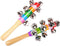 2 Pack Vivid Color Rainbow Handle Wooden Bells, Jingle Stick Shaker Rattle, 10 Jingle Bells Musical Toys