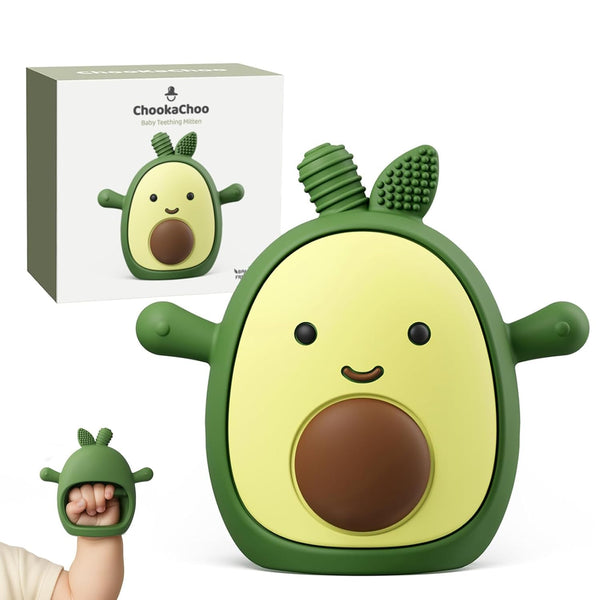 ChooKaChoo Baby Teething Toy Silicone Avocado Teething Mitten for Babies Over 3