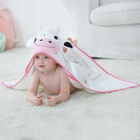 Swimming 0-6T, MICHLEY Unisex Baby Animal Hooded Bath Towel Soft Cotton Beach Bathrobe for Cow