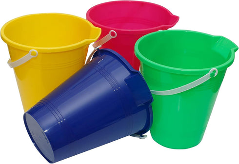Holady Summer Accessory(4 Pack) Large Sand Beach Buckets Pail,Sand Bucket Water Bucket for Beach Fun Great Party