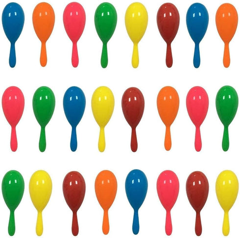 24pcs Mini Maracas for Kids, Mexican Fiesta Party Favors, Plastic Shakers for Birthday Supplies