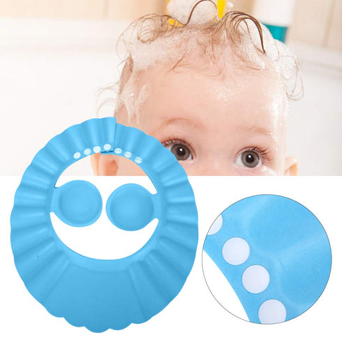 Srliya Baby Shower Shampoo Bath Cover Soft Adjustable Visor Hat for Toddlers Silicone Hair Sun Ear for Kids (Blue)