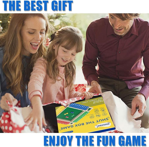 Nicecho 12 Inches 2-4 Shut The Box Game, Family Wooden Board Table Math Dice Games for Adults and Kids, Player Classics