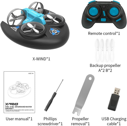 3 1 360 In Sea Land and Air Rolling Waterproof RC Drone,AIROKA Four Axis Aircraft High Speed Drift Cars RC Foam Boat